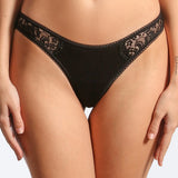 Chilot tanga din bumbac negru AIDA S0838