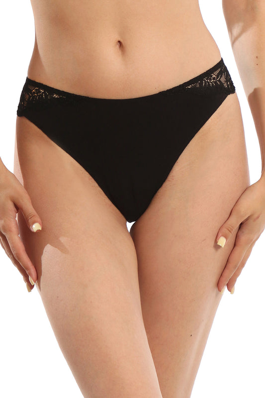 Chilot brazilian bumbac si dantela Negru FIONA S1505