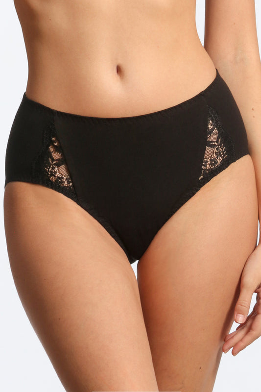 Chilot clasic cu talie înaltă din bumbac negru FIONA S1506