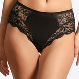 Chilot clasic cu talie înaltă din bumbac negru FIONA S1507