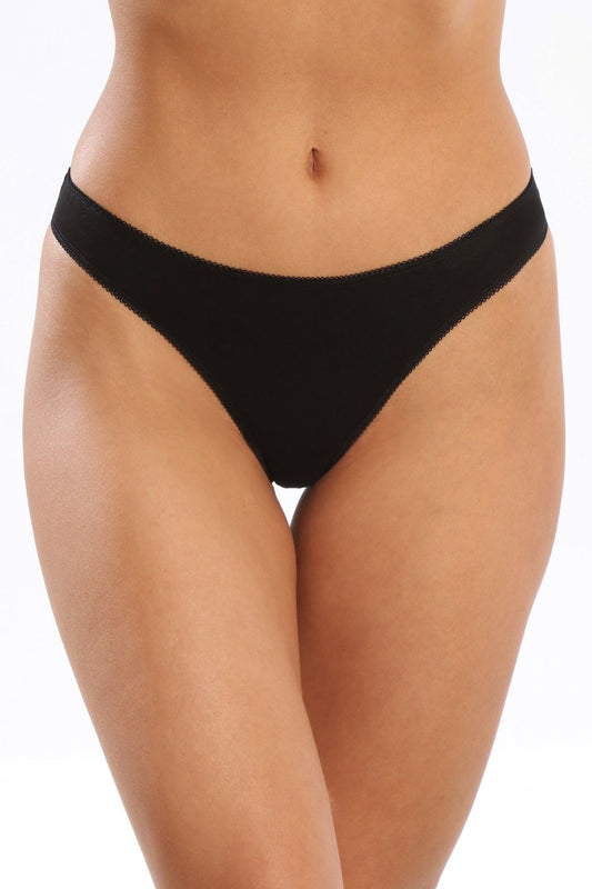 Chilot tanga din bumbac negru ADELIA S1555