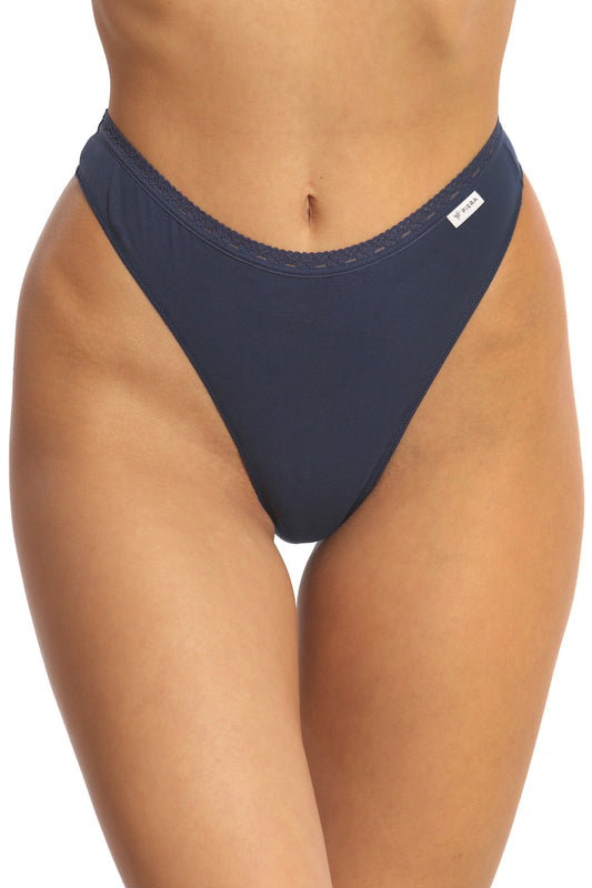 Chilot tanga din bumbac bleumarin CECILIA S1791