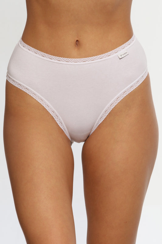 Chilot brazilian talie inalta din bumbac alb CECILIA S1795