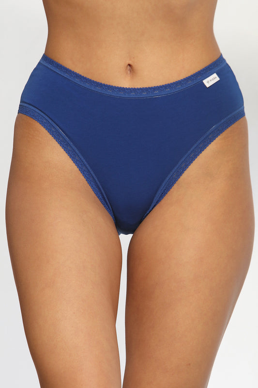 Chilot brazilian talie inalta din bumbac albastru CECILIA S1795