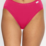 Chilot brazilian talie inalta din bumbac fucsia CECILIA S1795