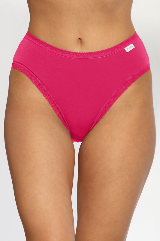 Chilot brazilian talie inalta din bumbac fucsia CECILIA S1795