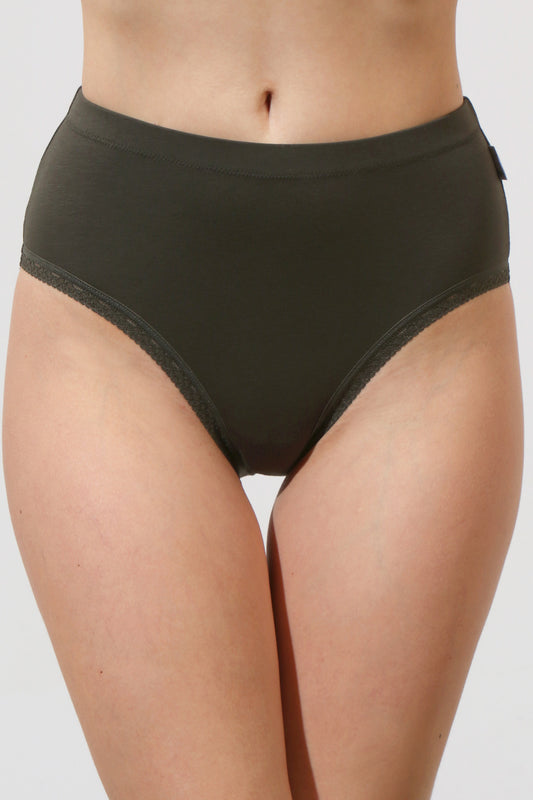 Chilot clasic talie inalta din bumbac kaki CECILIA S1798