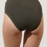 Chilot clasic talie inalta din bumbac kaki CECILIA S1798