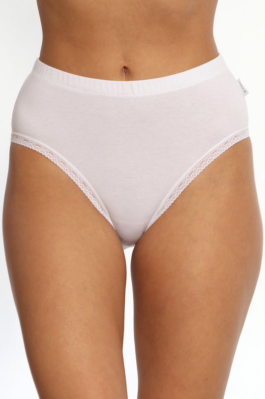 Chilot clasic talie inalta din bumbac alb CECILIA S1798