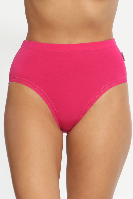 Chilot clasic talie inalta din bumbac fucsia CECILIA S1798