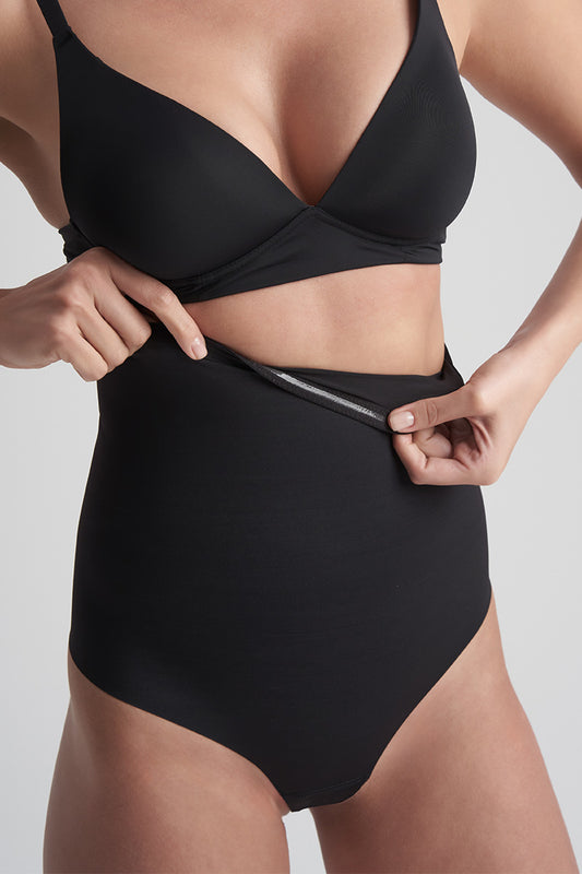 Tanga modelatort Sculpting talie înaltă Negru SCPHWT