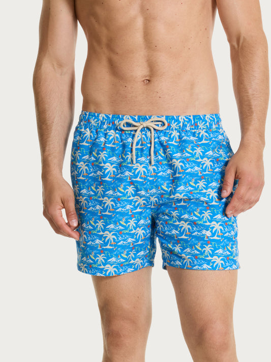 Șort de baie albastru imprimat Ragno U825EB