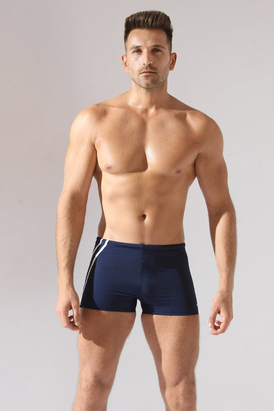 Boxer de baie barbati bleumarin-ecru MAORI UD093