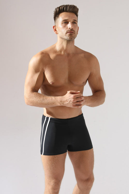 Boxer de baie barbati negru-ecru MAORI UD093