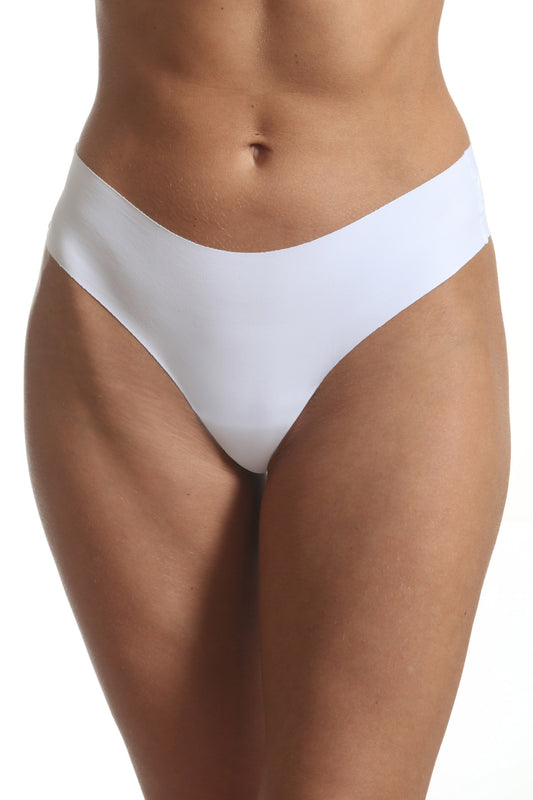 Set 2 buc chiloti tanga fara cusaturi albi Lucia S1458