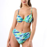 Slip de baie brazilian Inalt Verde imprimat Palau DS603